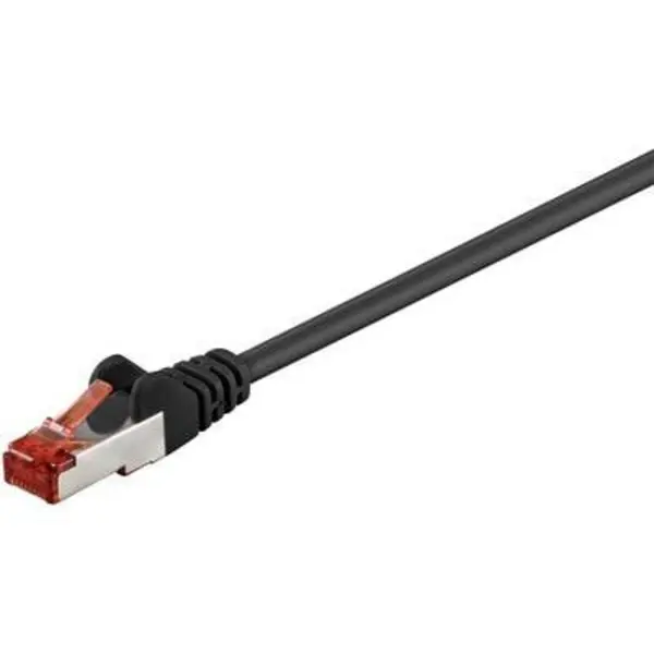 Image of Digitus DK-1644-0025/BL RJ45 Network cable, patch cable CAT 6 S/FTP 0.25 m Black Halogen-free, twisted pairs, incl. detent, Flame-retardant DK