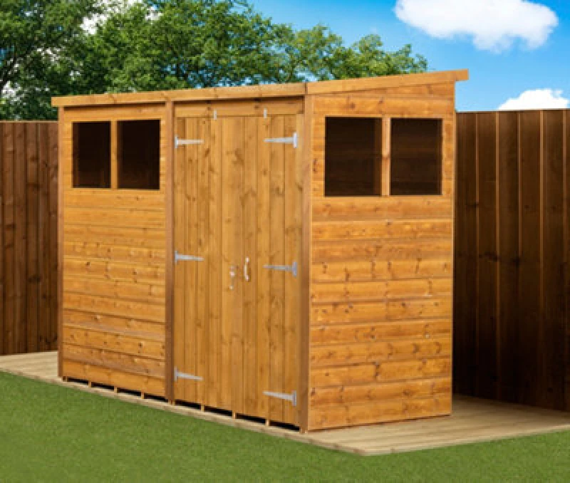 Image of Empire Sheds Empire Modular Pent 8X4 Dipped Treated Tongue And Groove Wooden Garden Shed Double Door & Windows (8' X 4' / 8ft X 4ft) (8X4)