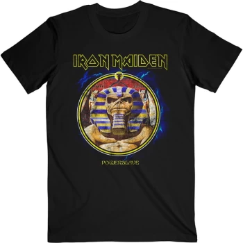 Image of Iron Maiden - Powerslave Mummy Circle Unisex Medium T-Shirt - Black