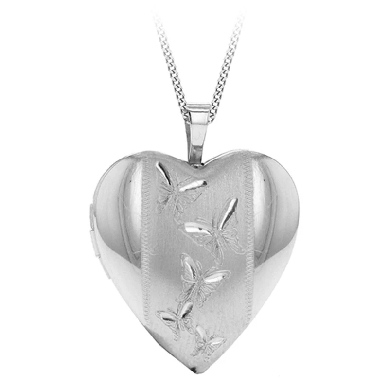 Image of Be You Sterling Silver Butterfly Locket Necklace Silver female 18inch