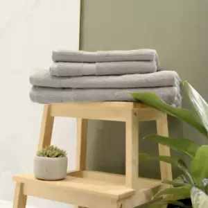 Image of The Linen Yard - Loft Combed Cotton 4 Piece Hand/Bath Towel Set Dove - Dove