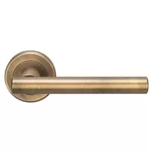 Image of Serozzetta Philadelphia Lever on Concealed Fix Round Rose Door Handle - Antique Brass