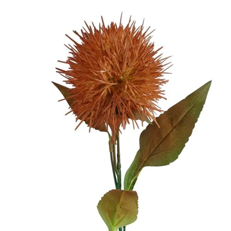Image of Leaf 70cm Globe Thistle Yellow Ball Artificial Flower Stem