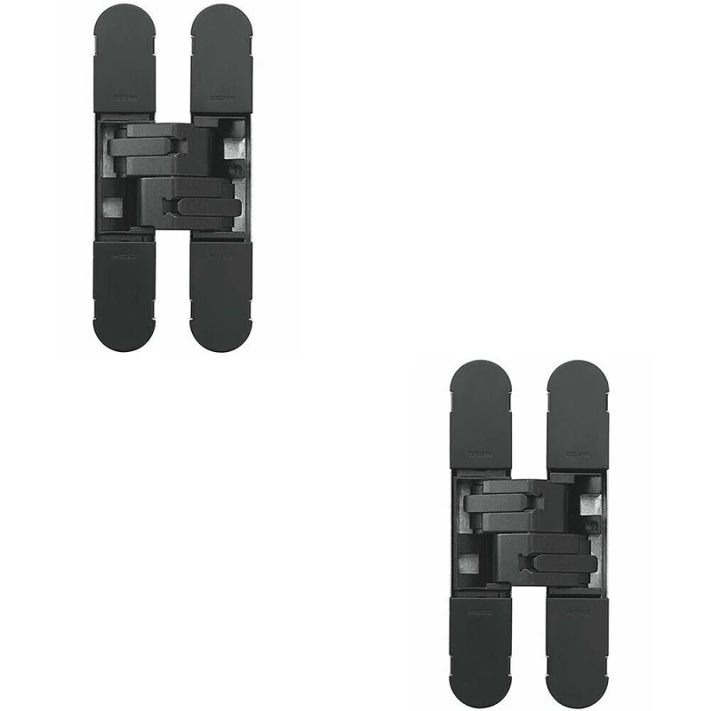 Image of Loops 2x 134 x 24mm Concealed Medium Duty Hinge Fits Unrebated Doors Matt Black Black