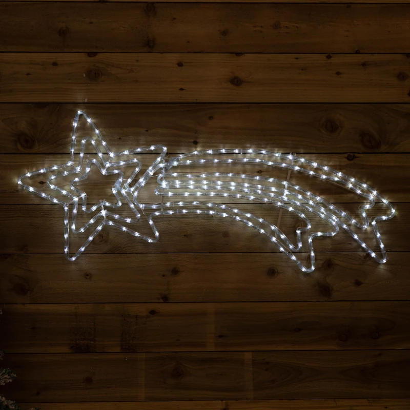 Image of 118cm x 46cm Light up Hanging Christmas Star Rope Light with White LEDs