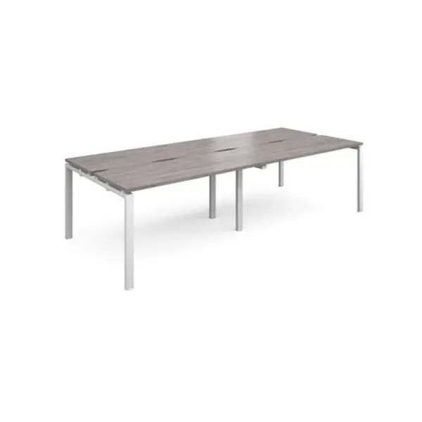Image of Adapt Adapt sliding top double back to back desks 2800mm x 1200mm - white frame, grey oak top STE2812-WH-GO