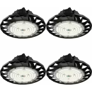Image of 4 pack High Bay Emergency Pendant Light 100W Daylight White LED - Matt Black