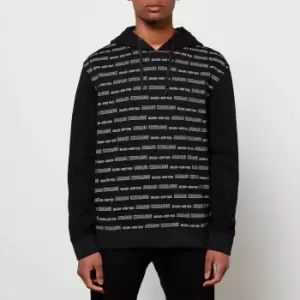 Image of Armani Exchange Mens All Over Logo Pullover Hoodie - Black - M