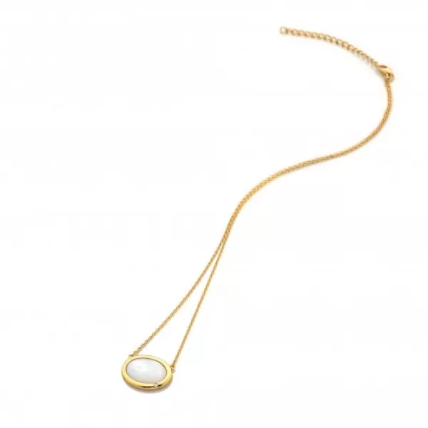 Image of Horizontal Oval MOP Necklace DN186
