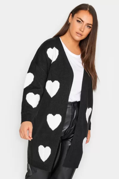 Image of Yours Heart Cardigan Mono, Black, Size 22-24, Women