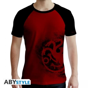 Image of Game Of Thrones - Targaryen Red & Mens Medium T-Shirt - Red & Black