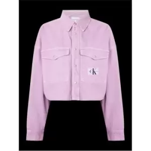 Image of Calvin Klein Jeans Extrem Oversize Crop Denim Shirt - Purple