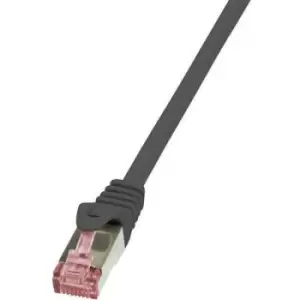 Image of LogiLink CQ2043S RJ45 Network cable, patch cable CAT 6 S/FTP 1.50 m Black Flame-retardant, incl. detent
