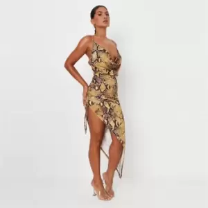 Image of Missguided Cowl Neck Midi Dress Snake Print - Yellow