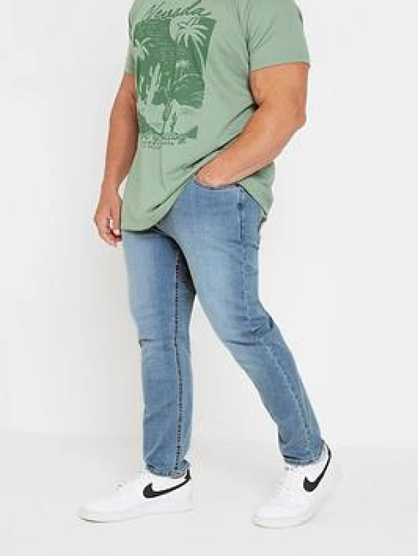 Image of BadRhino Br Light Blue Stretch Slim Fit Jeans 34", Blue, Size 58, Men Blue W7EC6 Male 58