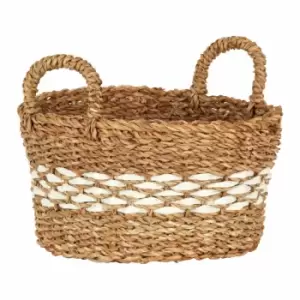 Image of Interiors By Ph Round Seagrass Basket, Natural / White