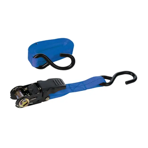 Image of Silverline Rubber-Handled Ratchet Tie Down Strap S-Hook - 4.5m x 25mm - Rated 250kg Capacity 500kg