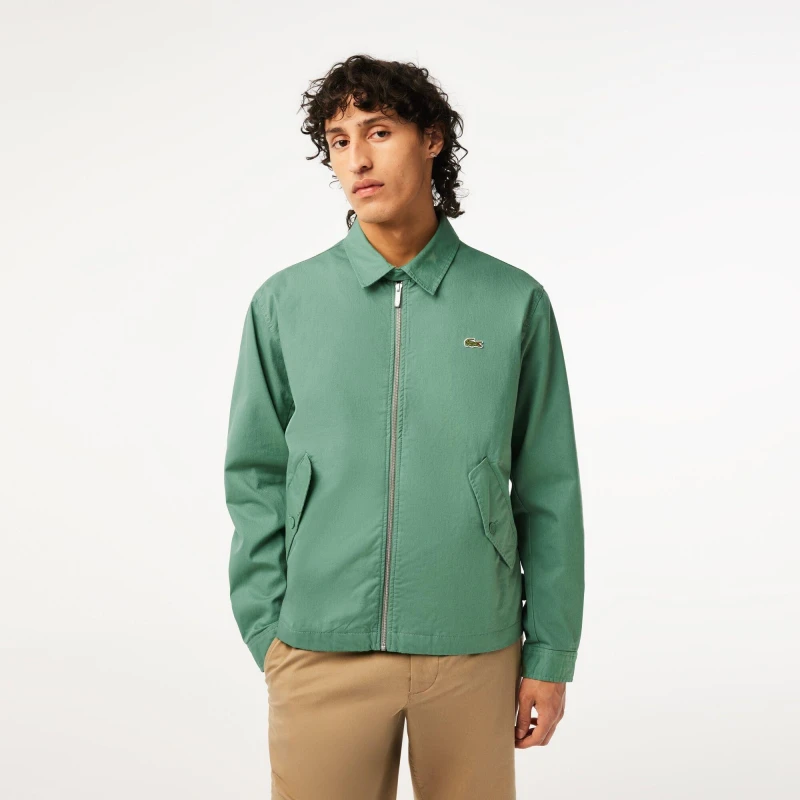Image of Lacoste Mens Gabardine Zipped Bomber Jacket Ash Tree male XS