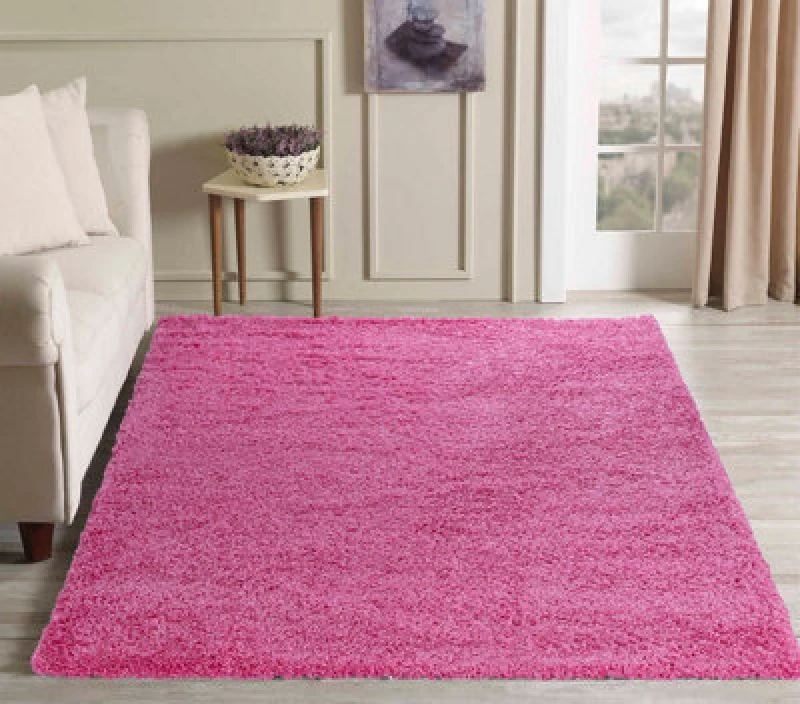 Image of Desire Rugs Plain Living Room Shaggy Area Rugs Pink 160X230 Cm