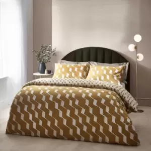 Image of Zabine Abstract Cotton Rich Reversible Duvet Cover Set Honey, Honey / Single