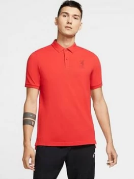Image of Nike Liverpool Fc Mens 20/21 Crest Polo, Red Size M Men