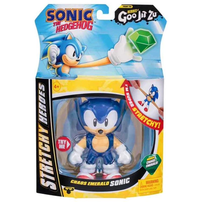 Image of Heroes of Goo Jit Zu Sonic the Hedgehog - Chaos Emerald Sonic Stretchy Hero Squeeze Sonic's Body To Reveal The Chaos Emerald Within His Goo