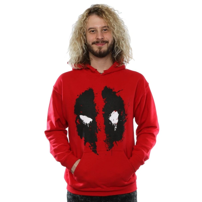 Image of Deadpool Deadpool Men Splat Face Cotton Hoodie in Red Size: 2X-large Red XXL Male 5057245258517