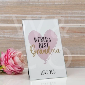 Image of Mirror Glass Plaque - World's Best Grandma