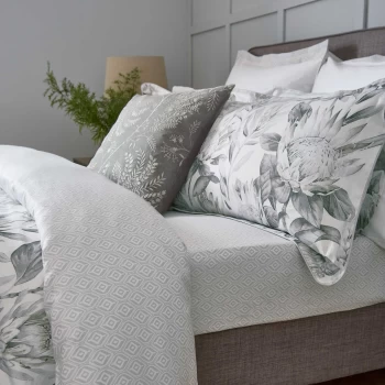 Image of Sanderson King Protea Super Kingsize Fitted Sheet, Grey & Linen