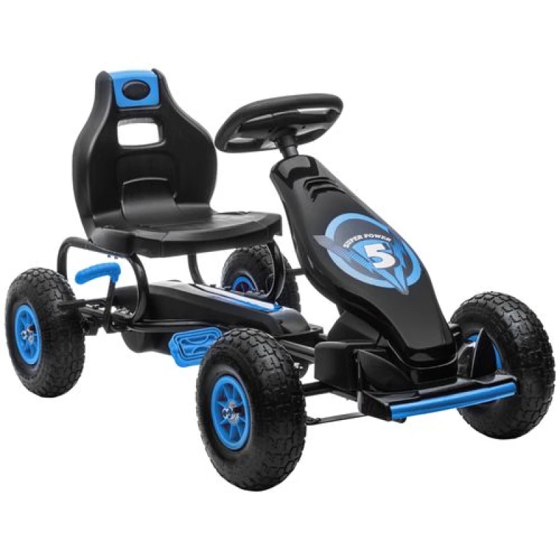 Image of HOMCOM Children Pedal Go Kart W/ Adjustable Seat, Rubber Wheels, Brake, Blue 370-256V00BU