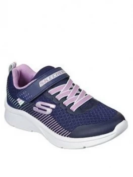 Image of Skechers Girls Microspec Strap Trainer - Navy, Size 2 Older