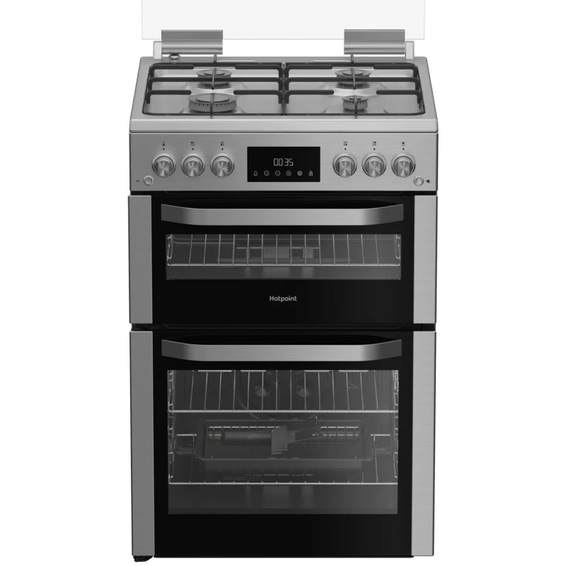 Image of Hotpoint HDG6GDCX 60cm wide Double Oven Gas Cooker - Stainless Steel