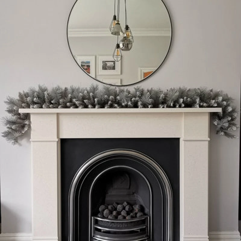 Image of Samuel Alexander Premier 6ft (1.8M) Christmas Silver Garland With Some Glitter Tips