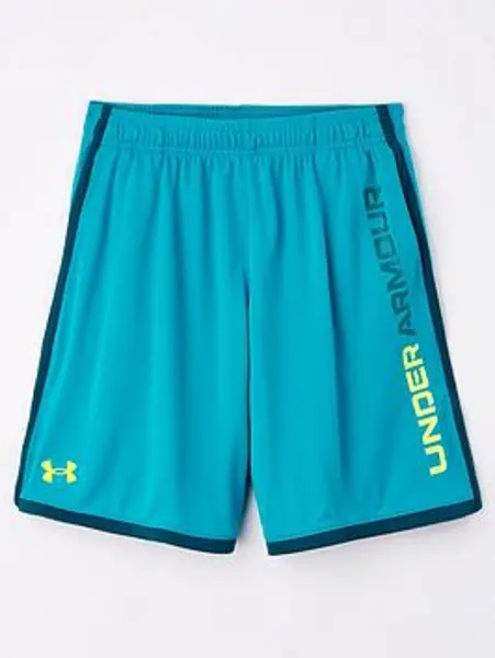 Image of Under Armour Junior Boys Stunt 3.0 Shorts - Blue/Yellow, Blue, Size XL