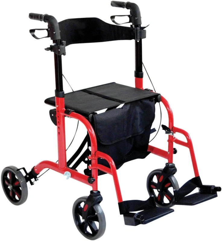 Image of Aidapt Duo Rollator And Transit Chair Red Red