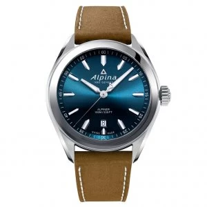 Image of Alpina Alpiner Quartz Mens Brown Leather Strap Watch