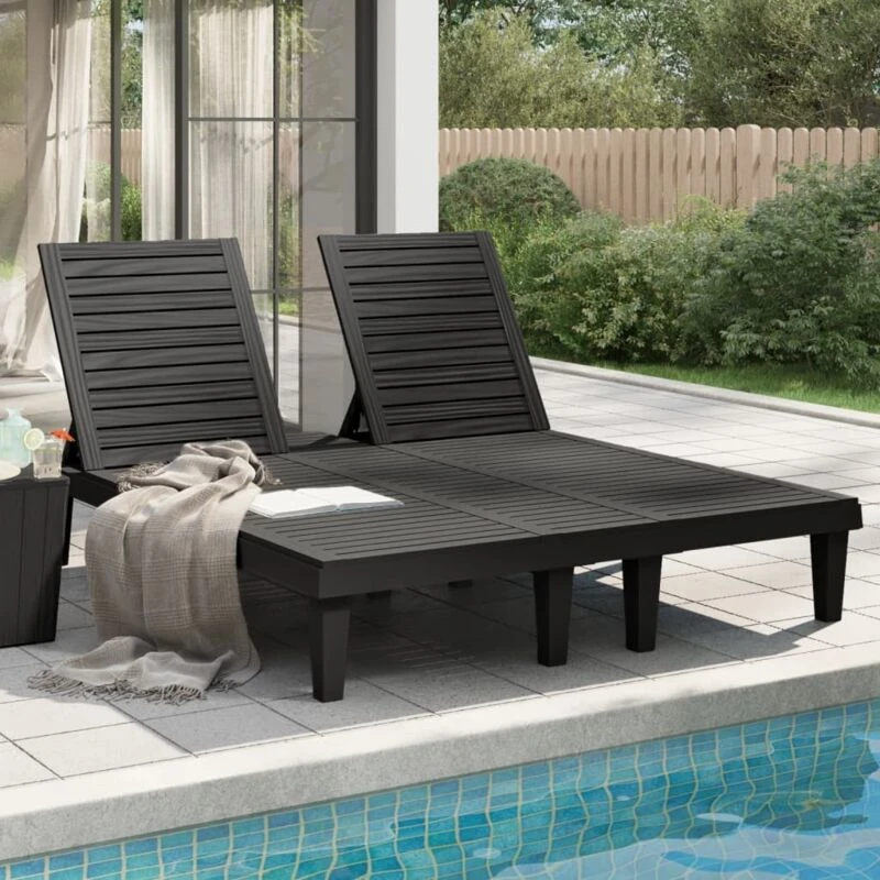 Image of VIDAXL Double Sun Lounger Black 155x138x83cm Polypropylene Vidaxl 8720845789459