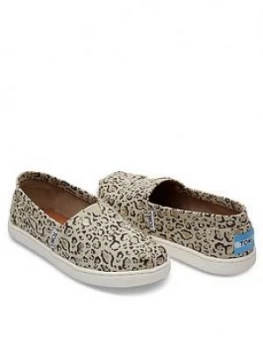 Image of Toms Girls Alpargata Leopard Canvas Shoe - Leopard, Leopard, Size 1 Older