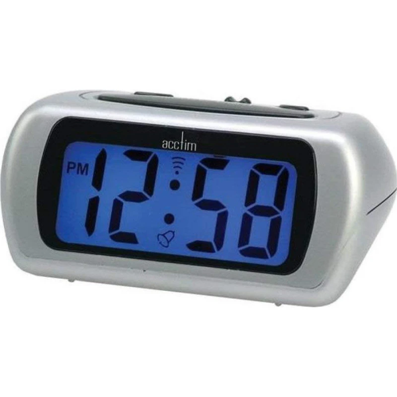 Image of Acctim Auric Digital Alarm Clock Superbrite Crescendo Alarm Large LCD Display Silver