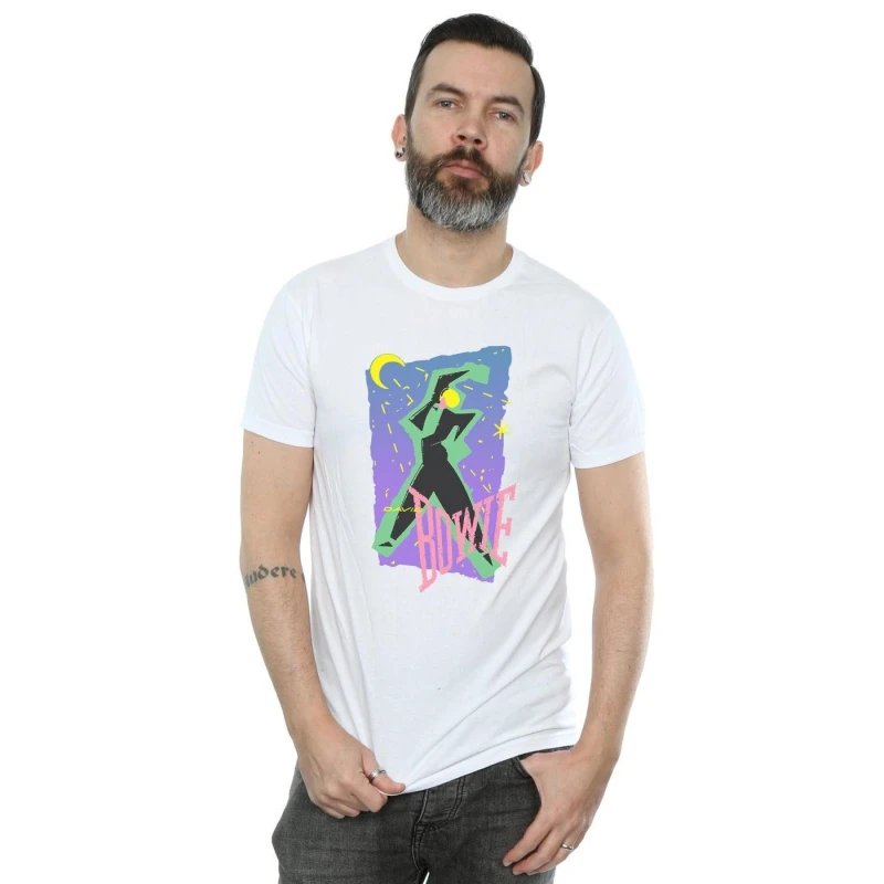 Image of David Bowie David Bowie Men Moonlight Dance T-Shirt in White Size: Small White S Male 5057981571093