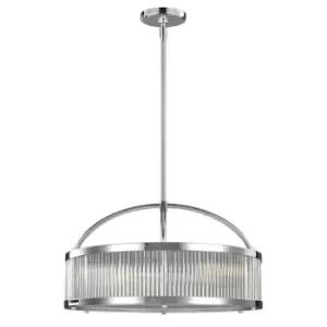 Image of IP44 6 Bulb Ridged Galss Ceiling Pendant Light Fitting Chrome LED G9 3.5W Bulb