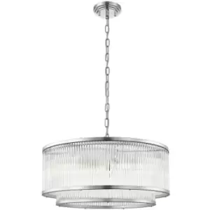 Image of Zumaline Sergio Cylindrical Pendant Ceiling Light, Chrome, 6x E14