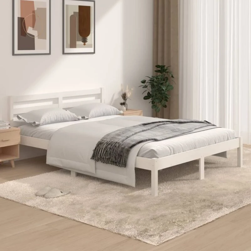 Image of VIDAXL Bed Frame without Mattress 135x190cm White Double Vidaxl 8720286877340