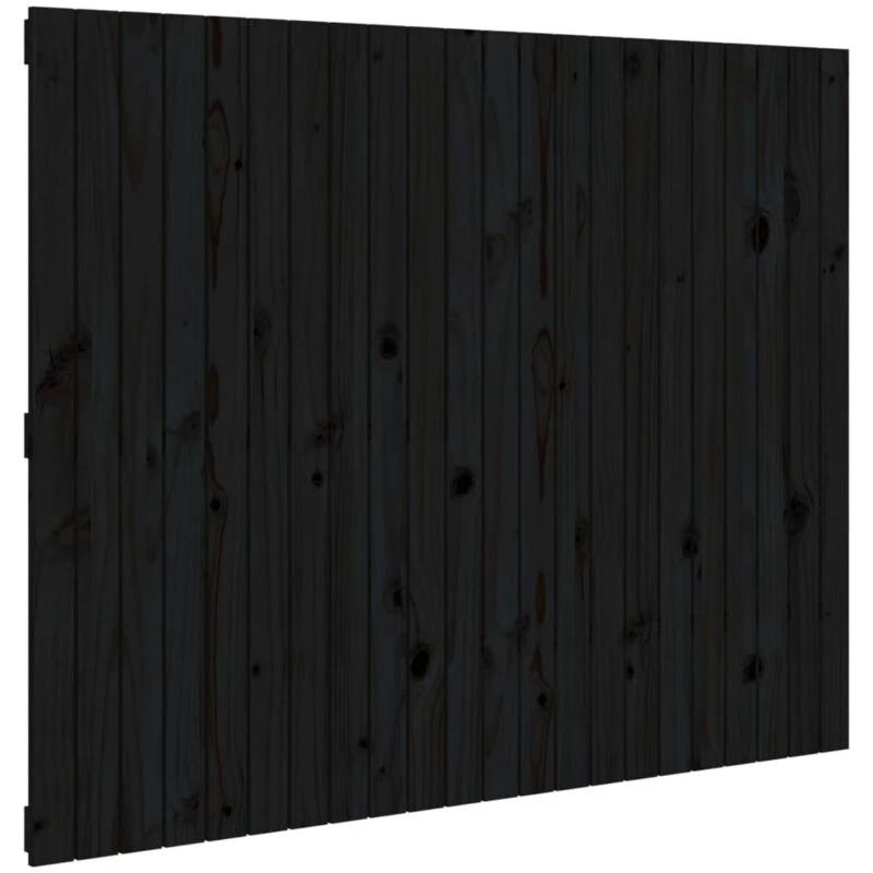 Image of Vidaxl Wall Headboard Black 140X3X110 Cm Solid Wood Pine, Black 824972