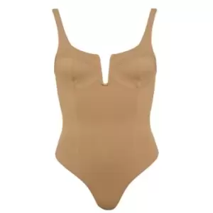 Image of GOOD AMERICAN Scuba U Ring Corset Bodysuit - Brown