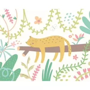 Image of Sleeping Jungle Leopard Green Wall Mural - 3m x 2.4m