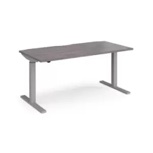 Image of Dams Elev8 Mono straight sit-stand desk 1600mm x 800mm - silver frame, grey oak