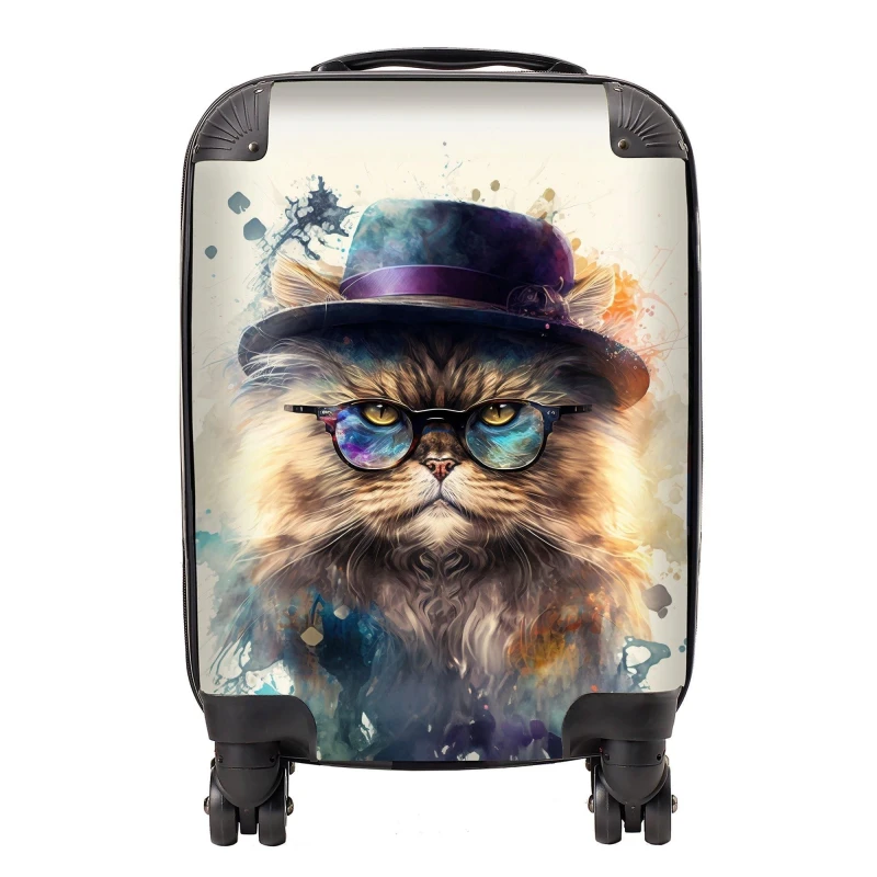 Image of Warren Reed Designer Persian Cat Splashart Suitcase - Medium