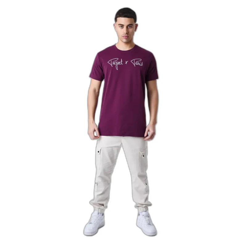 Image of Project X Paris Basic logo embroidery t-shirt Project X Paris Violet Male XS