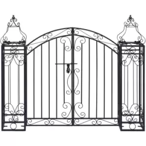 Image of Ornamental Garden Gate Wrought Iron 122x20.5x100cm - Black - Vidaxl